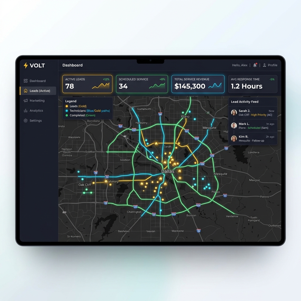 Active HVAC Appointment Territory Map Dashboard
